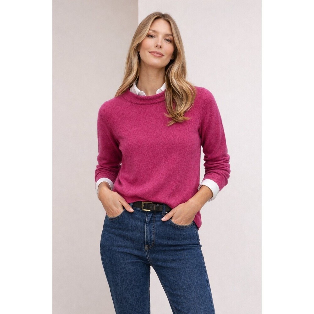 Rachel Zoe 2 Ply Pink Cashmere Sweater Women’s Size M Knit Roll Crewneck Cozy